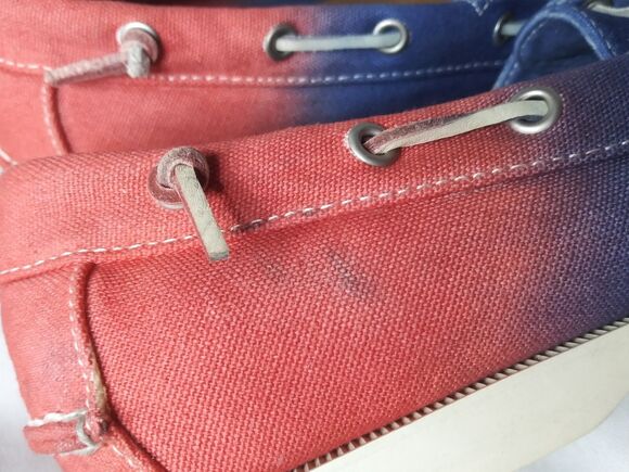 Polo Ralph Lauren USA Merton Boat Shoes Hombre Blue Red Tie dye Canvas Mens 11.5